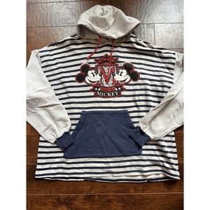 Vintage MIckey Mouse Class Act Striped Hooded Sweatshirt READ BELOW